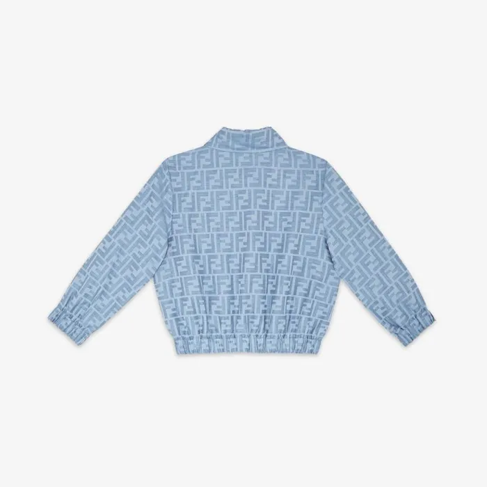 Kids Light Blue Ff Cotton Bomber Jacket Light Blue Fendi Ready To Wear