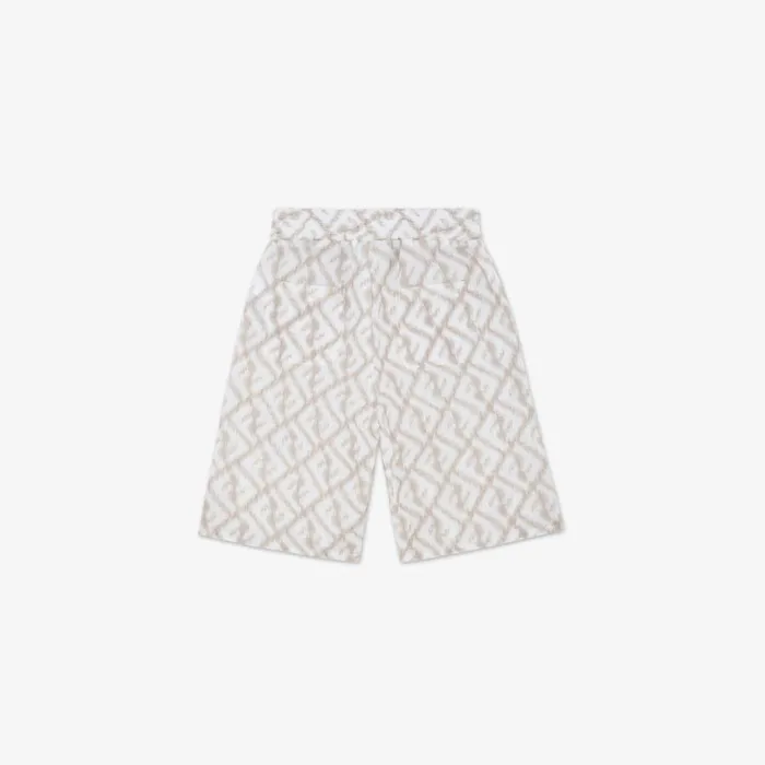 Kids Linen Bermudas With AllOver Logo Beige Fendi Ready To Wear