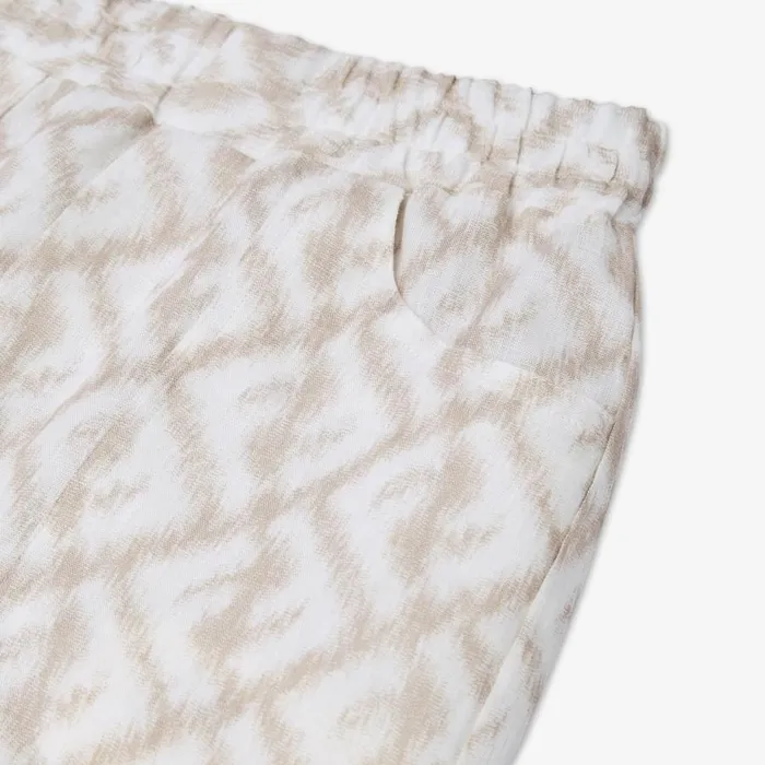 Kids Linen Bermudas With AllOver Logo Beige Fendi Ready To Wear
