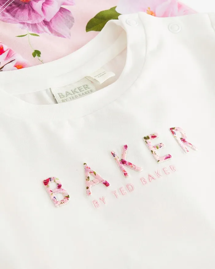 Kids MARRI 8211 Floral Peplum TShirt And Leggings Set Pink Ted Baker Playsuits and Sets