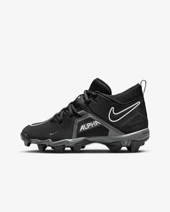 Kids Nike Alpha Menace 3 Shark BlackIron GreyWhite Nike Shoes 70 and Under