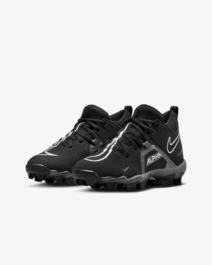 Kids Nike Alpha Menace 3 Shark BlackIron GreyWhite Nike Shoes 70 and Under