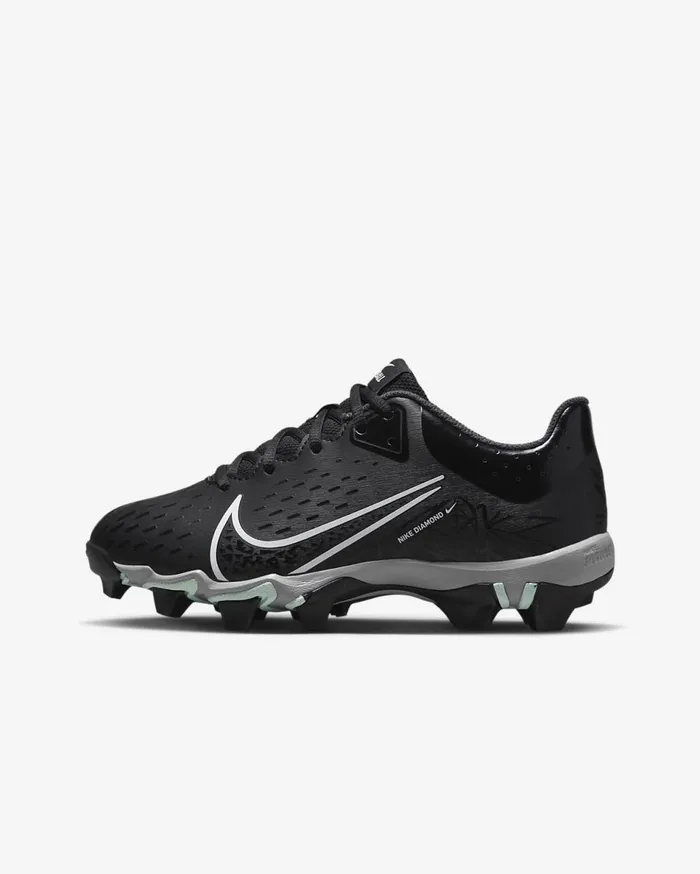 Kids Nike Hyperdiamond 4 Keystone GG BlackDark Smoke GreyWolf GreyWhite Nike Shoes 70 and Under