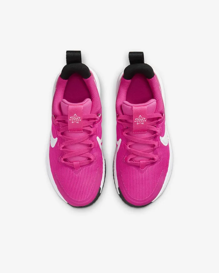 Kids Nike Star Runner 4 Fierce PinkBlackPlayful PinkWhite Nike Running