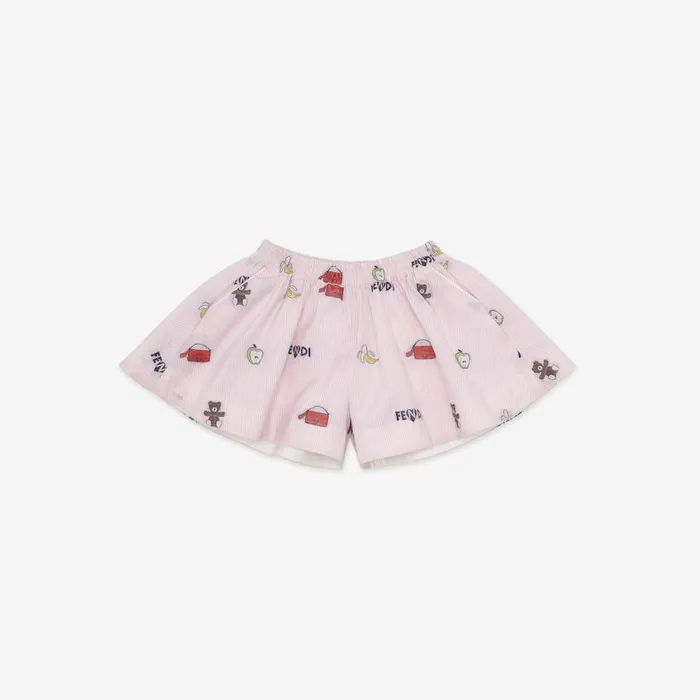 Kids Pink And Multicolour Poplin Baby Shorts Pink Fendi Baby Girl