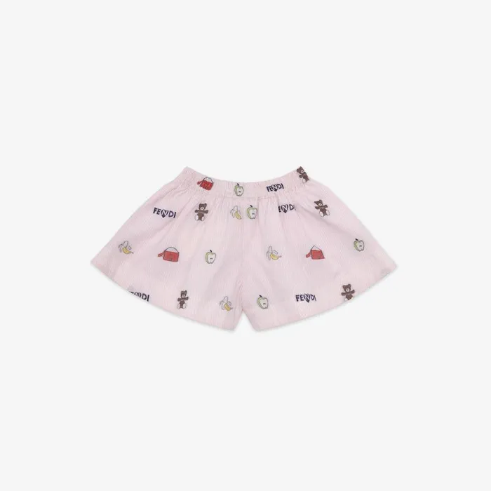 Kids Pink And Multicolour Poplin Baby Shorts Pink Fendi Baby Girl