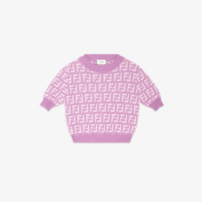 Kids Purple And Lilac Cotton Knit Top Purple Fendi Ready To Wear
