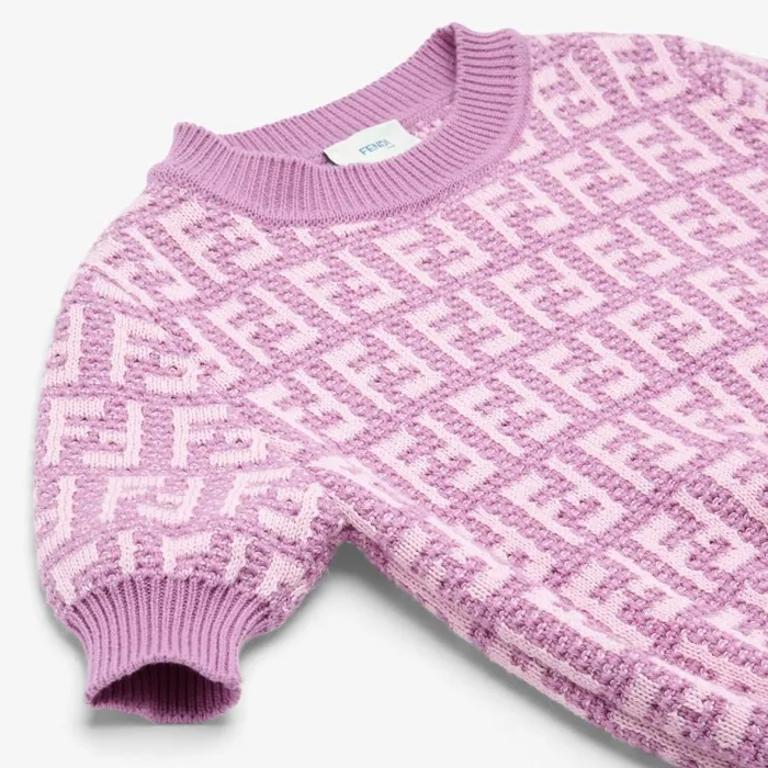 Kids Purple And Lilac Cotton Knit Top Purple Fendi Ready To Wear