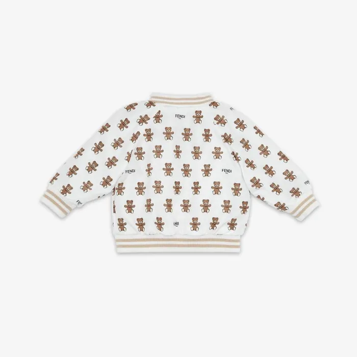 Kids Reversible Multicolour Poplin And Jersey Fleece Baby Bomber Jacket Multicolour Fendi Baby Girl