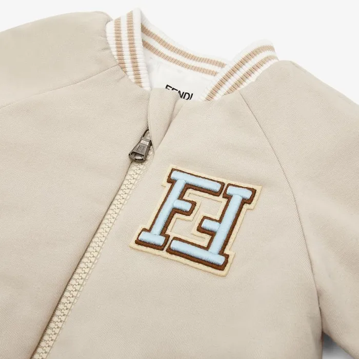 Kids Reversible Multicolour Poplin And Jersey Fleece Baby Bomber Jacket Multicolour Fendi Baby Girl