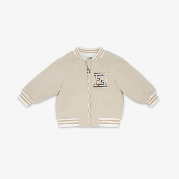 Kids Reversible Multicolour Poplin And Jersey Fleece Baby Bomber Jacket Multicolour Fendi Baby Girl