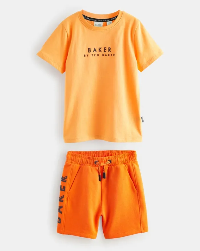 Kids RUSHMER 8211 Branded Cotton TShirt And Shorts Set Orange Ted Baker Sets and Outfits Kids RUSHMER 8211 Branded Cotton TShirt And Shorts Set Orange Ted Baker Sets and Outfits