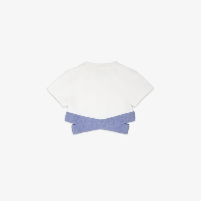 Kids Short White Jersey Fleece Top White Fendi Ready To Wear