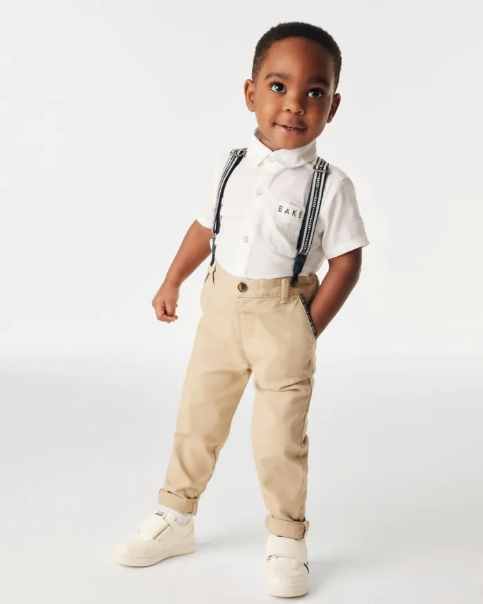 Kids SKENDER 8211 Branded Shirt And Chinos Set With Braces Stone Ted Baker Sets and Outfits Kids SKENDER 8211 Branded Shirt And Chinos Set With Braces Stone Ted Baker Sets and Outfits