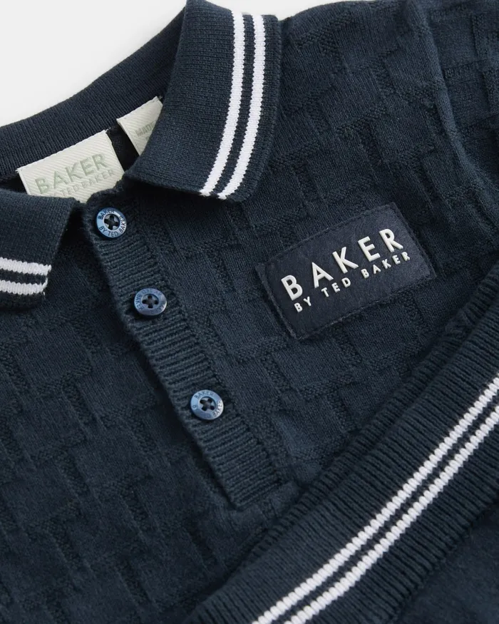Kids TIBERIU 8211 Knitted Polo Shirt And Shorts Set Navy Ted Baker Tops Kids TIBERIU 8211 Knitted Polo Shirt And Shorts Set Navy Ted Baker Tops