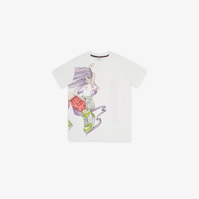 Kids White And Multicolour Jersey Junior TShirt White Fendi Ready To Wear