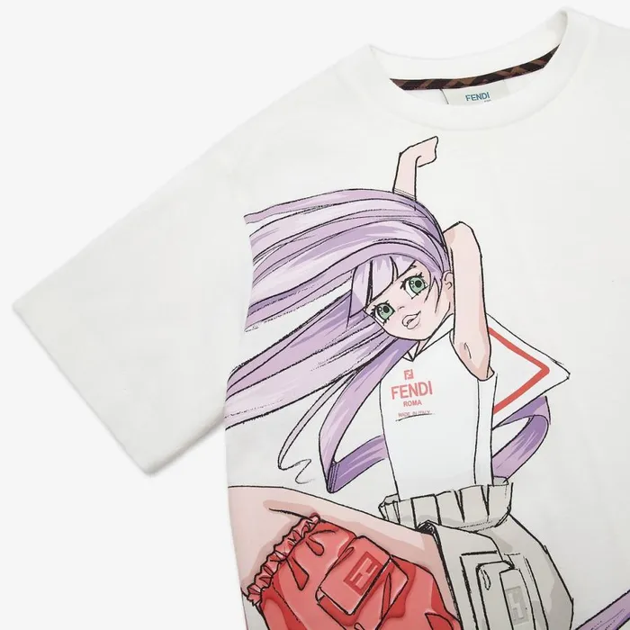 Kids White And Multicolour Jersey Junior TShirt White Fendi Ready To Wear