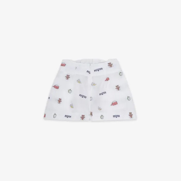 Kids White And Multicolour Poplin Junior Skirt White Fendi Ready To Wear