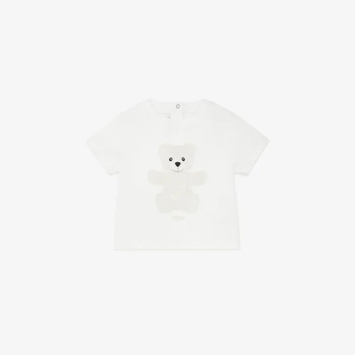 Kids White Jersey Teddy Bear TShirt White Fendi Baby Girl
