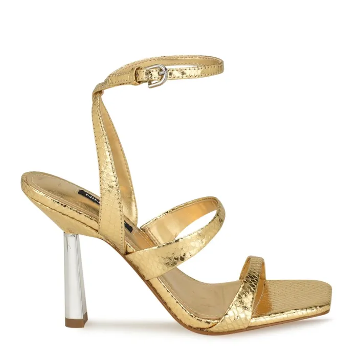 Kiya Ankle Strap Sandals Gold Snake Women Nine West Dress