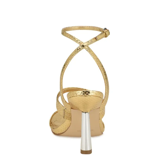 Kiya Ankle Strap Sandals Gold Snake Women Nine West Dress Kiya Ankle Strap Sandals Gold Snake Women Nine West Dress