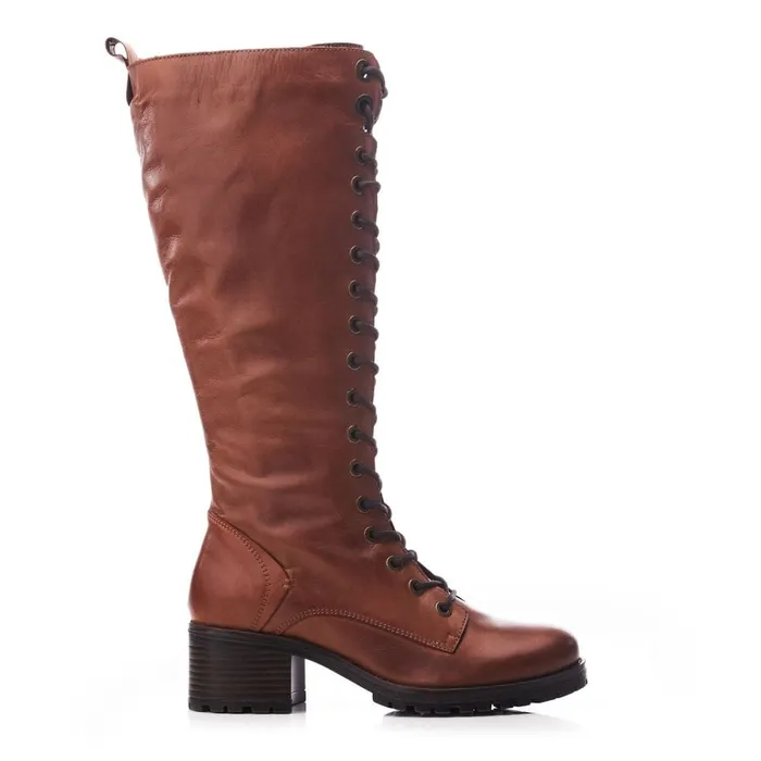 Knee High Boots Women Moda In Pelle Halina Tan Leather