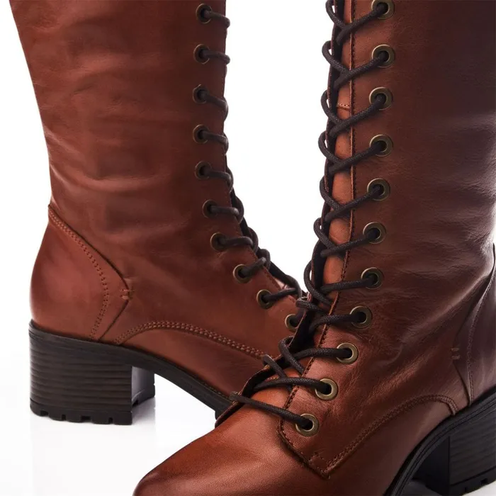 Knee High Boots Women Moda In Pelle Halina Tan Leather Knee High Boots Women Moda In Pelle Halina Tan Leather