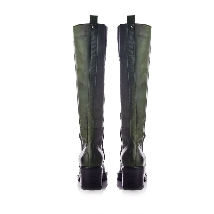 Knee High Boots Women Moda In Pelle Linettie Green Leather Knee High Boots Women Moda In Pelle Linettie Green Leather