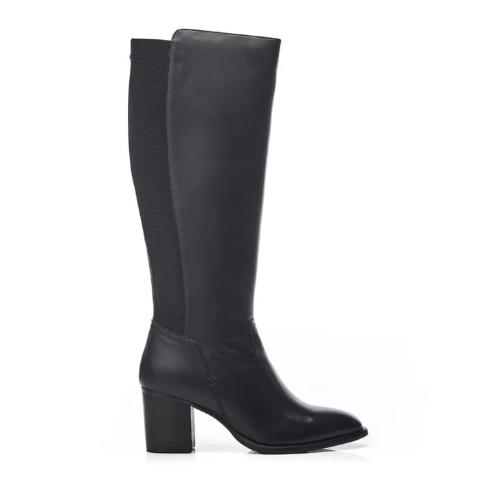 Knee High Boots Women Moda In Pelle Scarletta Black Leather