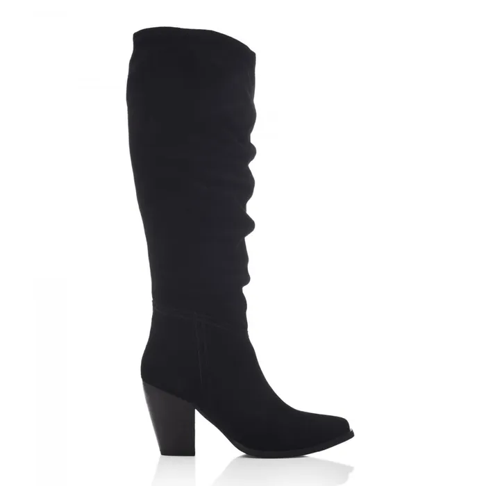 Knee High Boots Women Moda In Pelle Seleste Black Suede