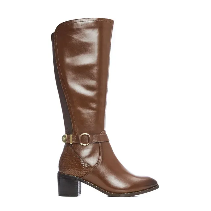 Knee High Boots Women Moda In Pelle Vivia Tan Leather