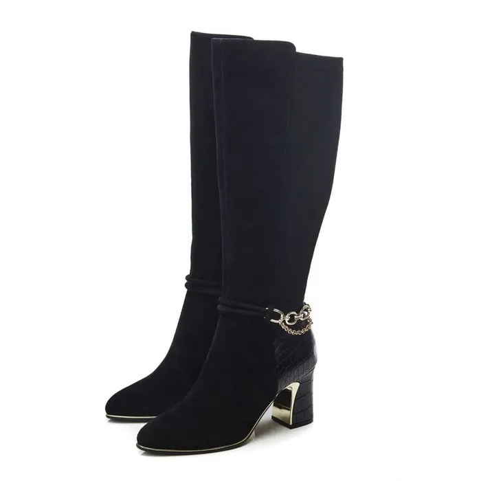 Knee High Boots Women Moda In Pelle Viviena Black Suede Knee High Boots Women Moda In Pelle Viviena Black Suede