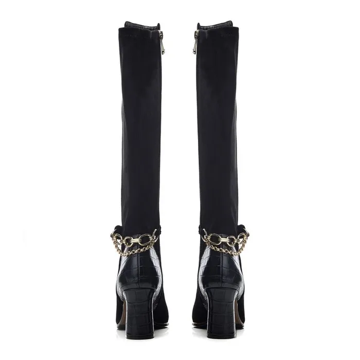 Knee High Boots Women Moda In Pelle Viviena Black Suede Knee High Boots Women Moda In Pelle Viviena Black Suede