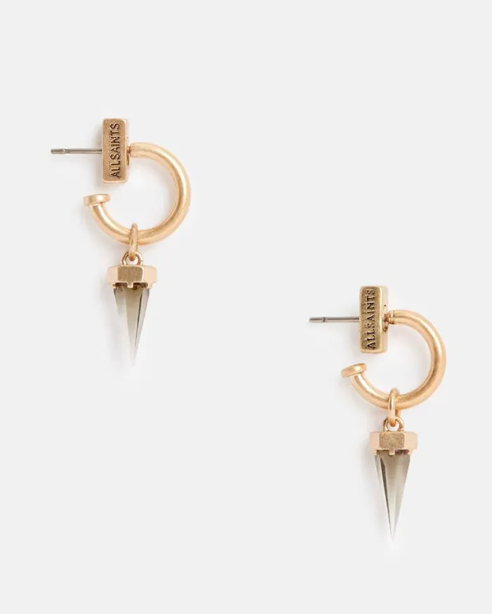Laio GoldTone Spike Hoop Earrings Warm Brassblack Women AllSaints Accessories