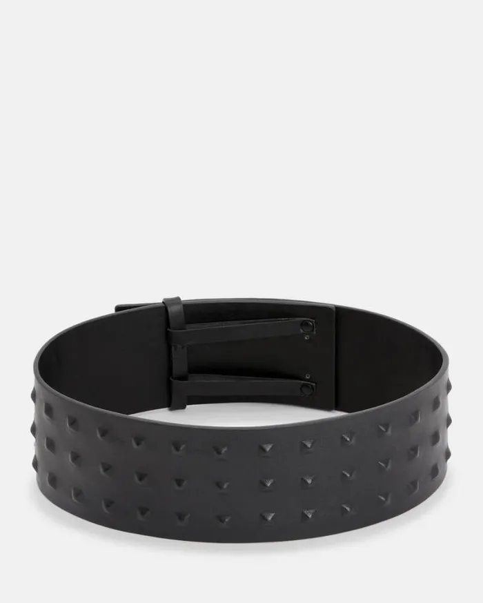 Lara Studded Leather Waist Belt Blackmatte Black Women AllSaints Leather Belts Lara Studded Leather Waist Belt Blackmatte Black Women AllSaints Leather Belts
