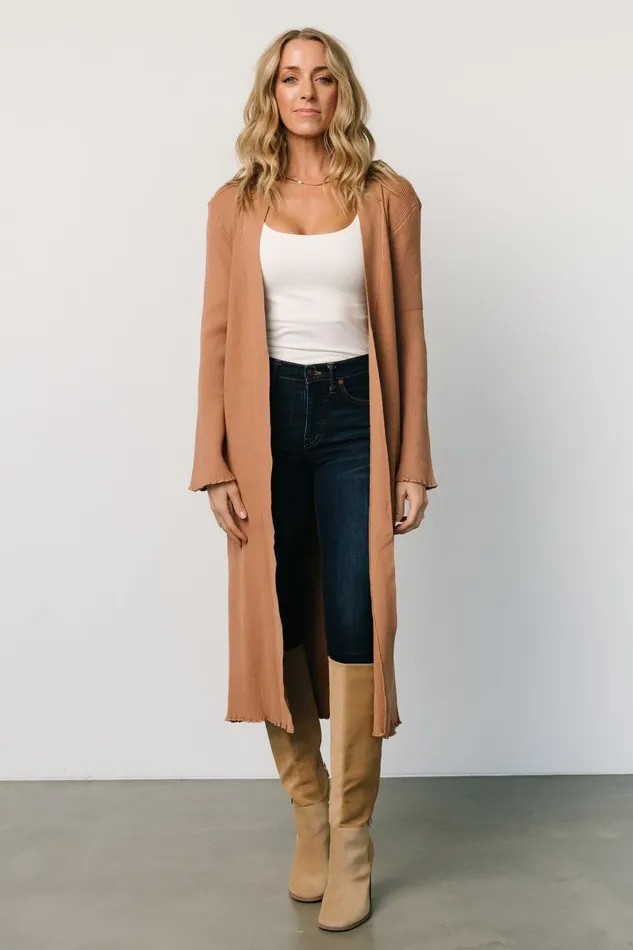 Lauren Ribbed Cardigan Camel Women Baltic Born Cardigans