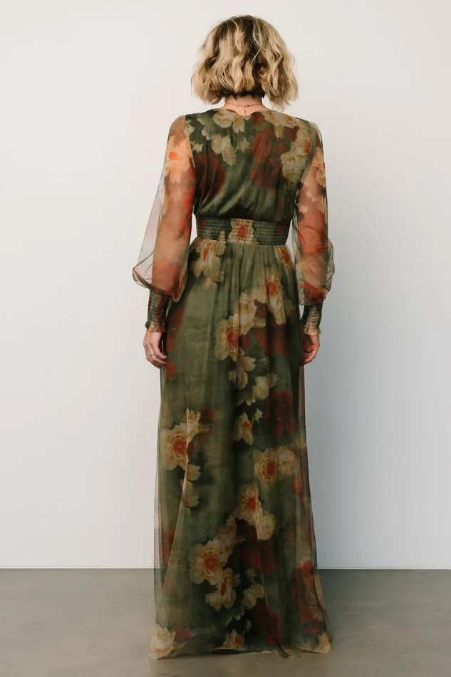 Layla Tulle Maxi Dress Olive Rust Women Baltic Born Wedding Guest
