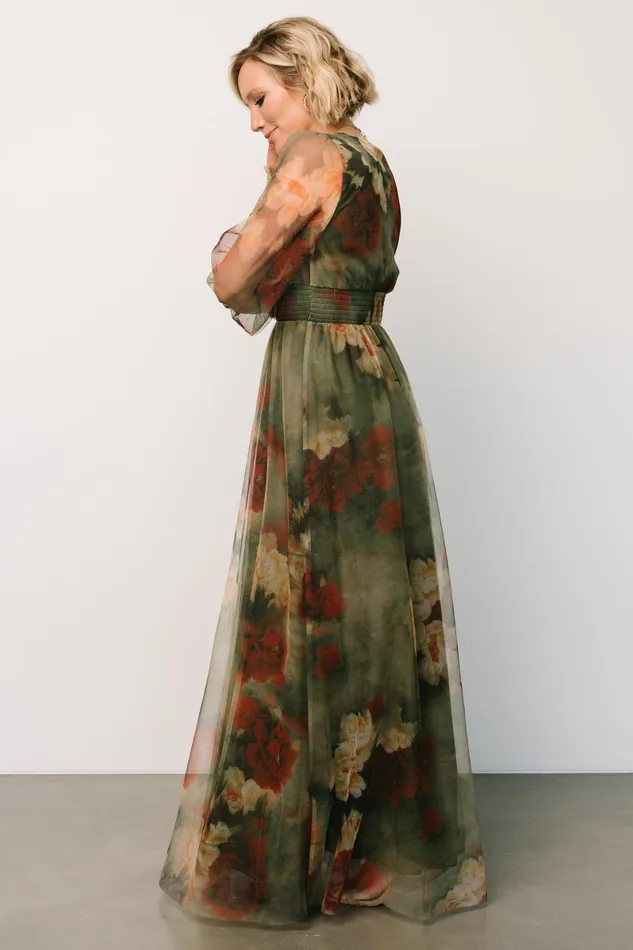 Layla Tulle Maxi Dress Olive Rust Women Baltic Born Wedding Guest