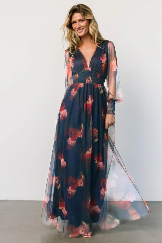 Layla Tulle Maxi Dress Topaz Ombre Floral Women Baltic Born Tulle Styles