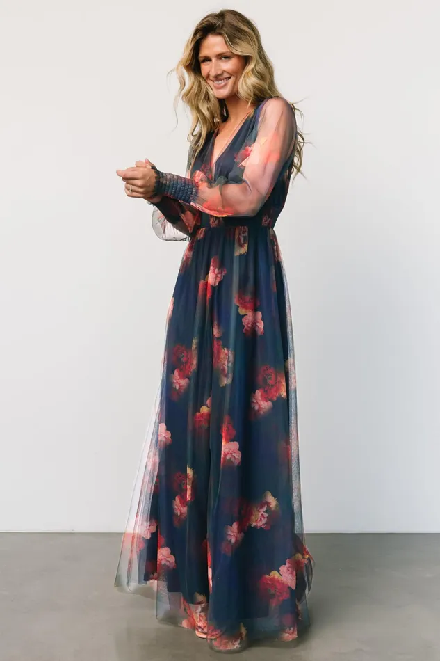 Layla Tulle Maxi Dress Topaz Ombre Floral Women Baltic Born Tulle Styles