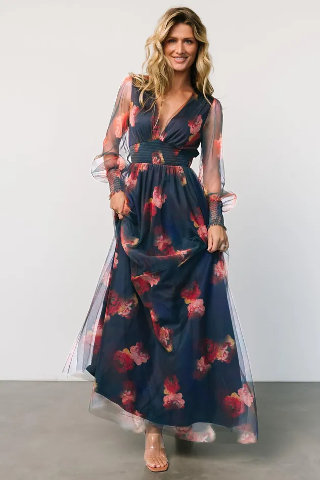 Layla Tulle Maxi Dress Topaz Ombre Floral Women Baltic Born Tulle Styles