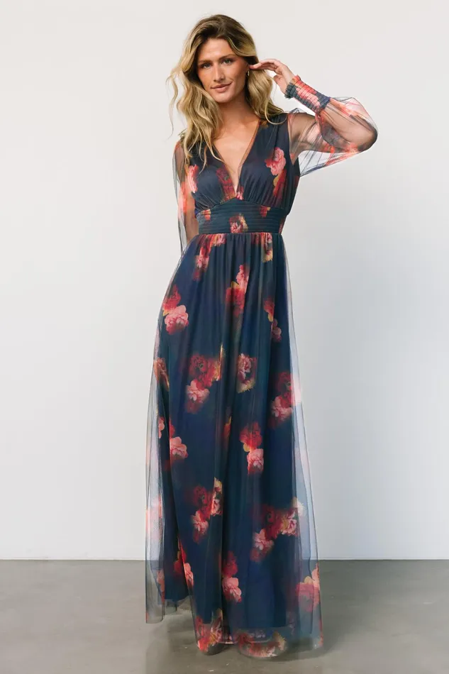 Layla Tulle Maxi Dress Topaz Ombre Floral Women Baltic Born Tulle Styles
