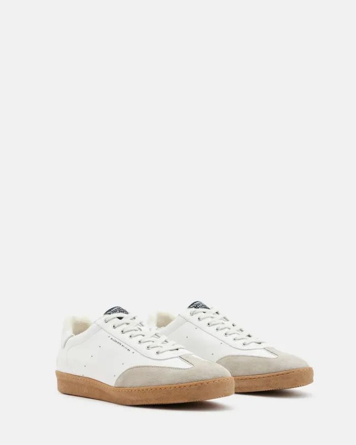 Leo Low Top Leather Sneakers Whitesand Men AllSaints Shoes and Boots