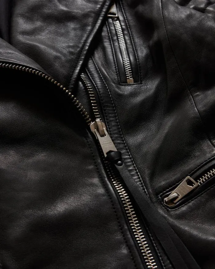 Leoni Leather Biker Jacket Black Women AllSaints Jackets and Coats