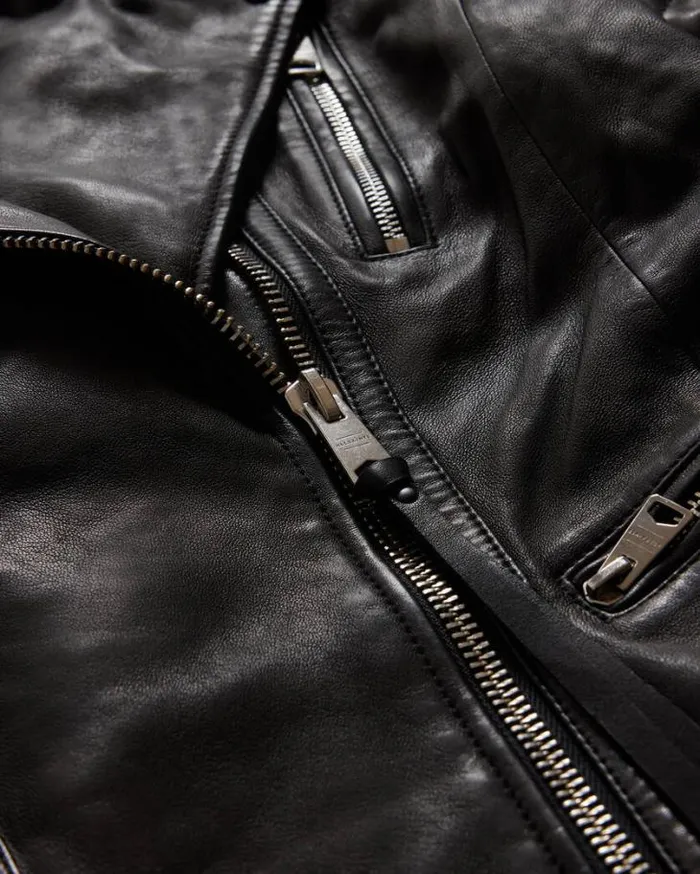 Leoni Leather Biker Jacket Black Women AllSaints Jackets and Coats