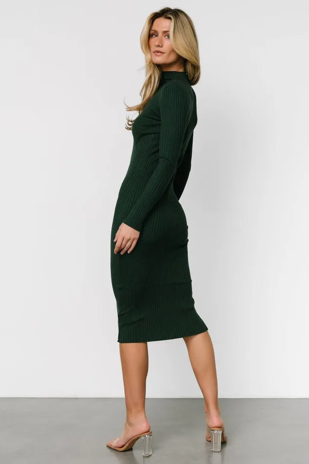 Lindsey Mock Neck Midi Dress Hunter Green Women Baltic Born Midi Dresses Lindsey Mock Neck Midi Dress Hunter Green Women Baltic Born Midi Dresses