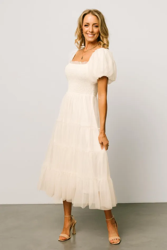 Liv Tulle Midi Dress Cream Women Baltic Born Bridal