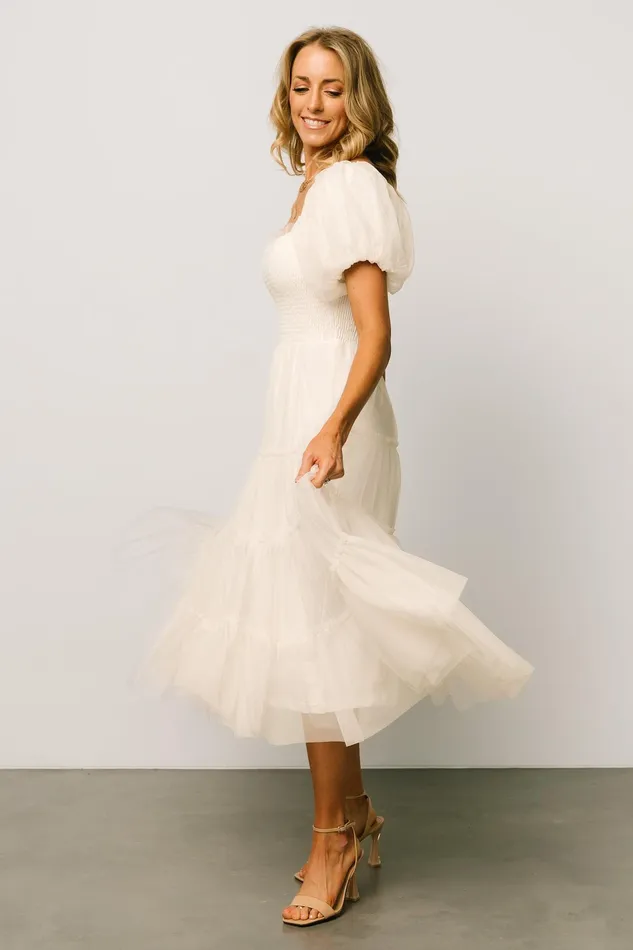 Liv Tulle Midi Dress Cream Women Baltic Born Bridal Liv Tulle Midi Dress Cream Women Baltic Born Bridal