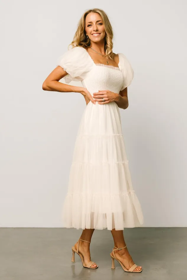 Liv Tulle Midi Dress Cream Women Baltic Born Bridal Liv Tulle Midi Dress Cream Women Baltic Born Bridal