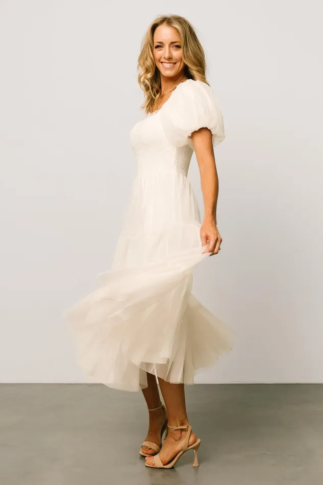 Liv Tulle Midi Dress Cream Women Baltic Born Bridal Liv Tulle Midi Dress Cream Women Baltic Born Bridal